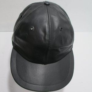 Vintage Broner Genuine Leather Baseball Cap Hat Adjustable Black Made In USA
